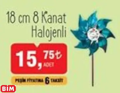 RÜZGAR GÜLÜ 18 CM 8 KANAT  HALOJENLİ